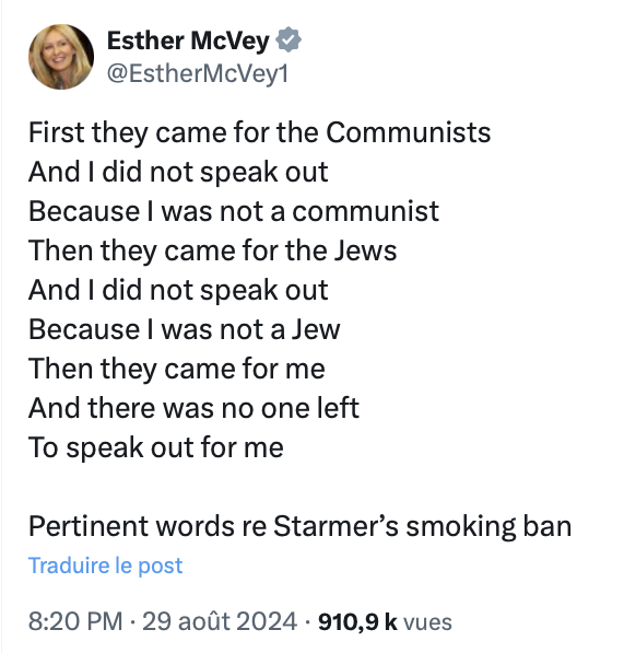 One of the most shocking things I've ever seen on twitter 👇

This poem was written by someone sent to Dachau concentration camp for resisting the Nazis

Thank goodness British people removed from power someone with so loathsome a moral compass as <a href="/EstherMcVey1/">Esther McVey</a>

Truly abhorrent