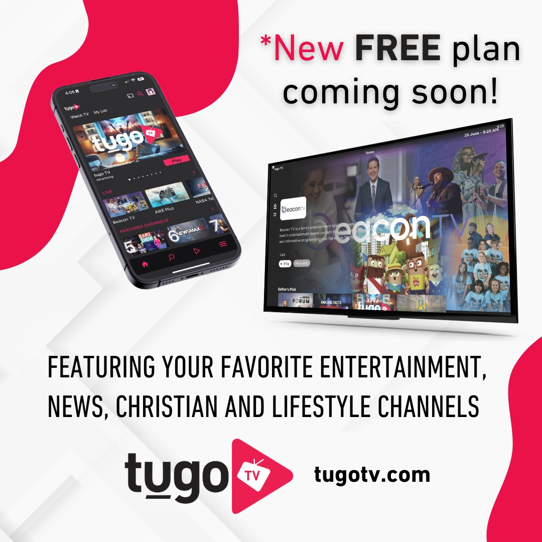 tugoTVOfficial's tweet image. Early access coming soon! Start your FREE tugo TV subscription, no credit card required! You&apos;ll be able to watch on your phone, tablet, PC or TV - available on the App Store, Google Play, Roku, Android TV, and Amazon Fire TV. 

#tugoTV
#streamsdocometrue
#changingTVforgood
#TV
