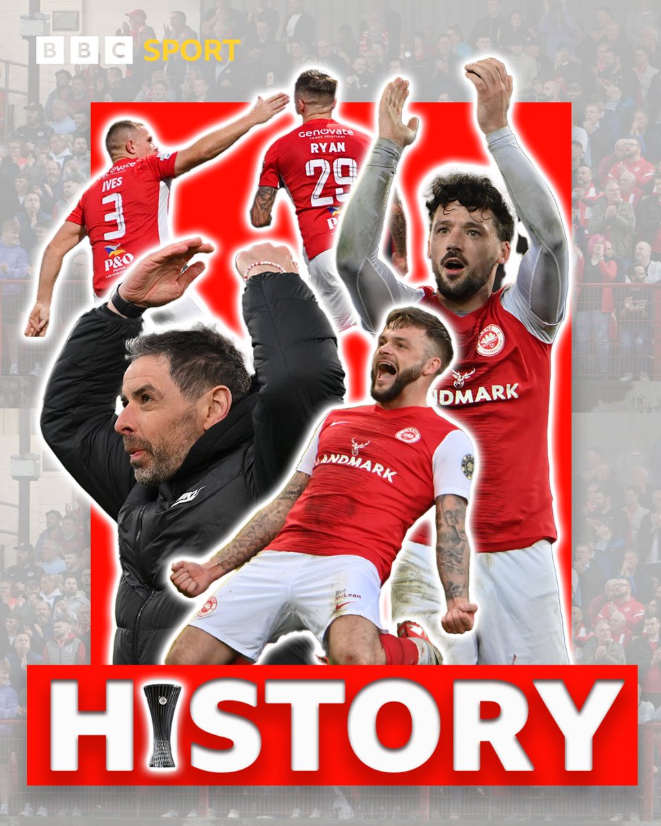 BBCSPORTNI's tweet photo. They've done it! 👏🥳

@larnefc have qualified for the Uefa Conference league ⚽️🏆

#BBCFootball https://t.co/5LybmOcl4x