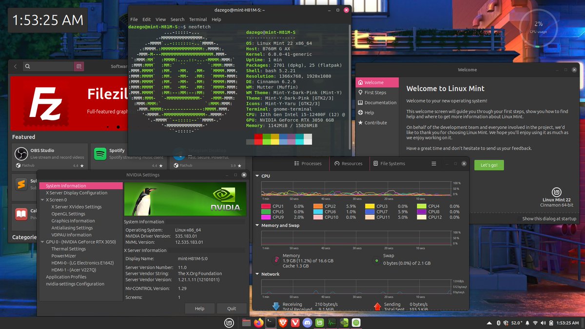 dharmangaj's tweet photo. 😇 I finally upgraded my system from #LinuxMint 21.3 to Linux Mint 22 "#Wilma," and it’s amazing! My system is now smoother, faster, and looks even better with the updated #Cinnamon desktop while keeping my existing themes. It’s absolutely worth it! 👏

#upgrade #os https://t.co/yOe4GWMrv0
