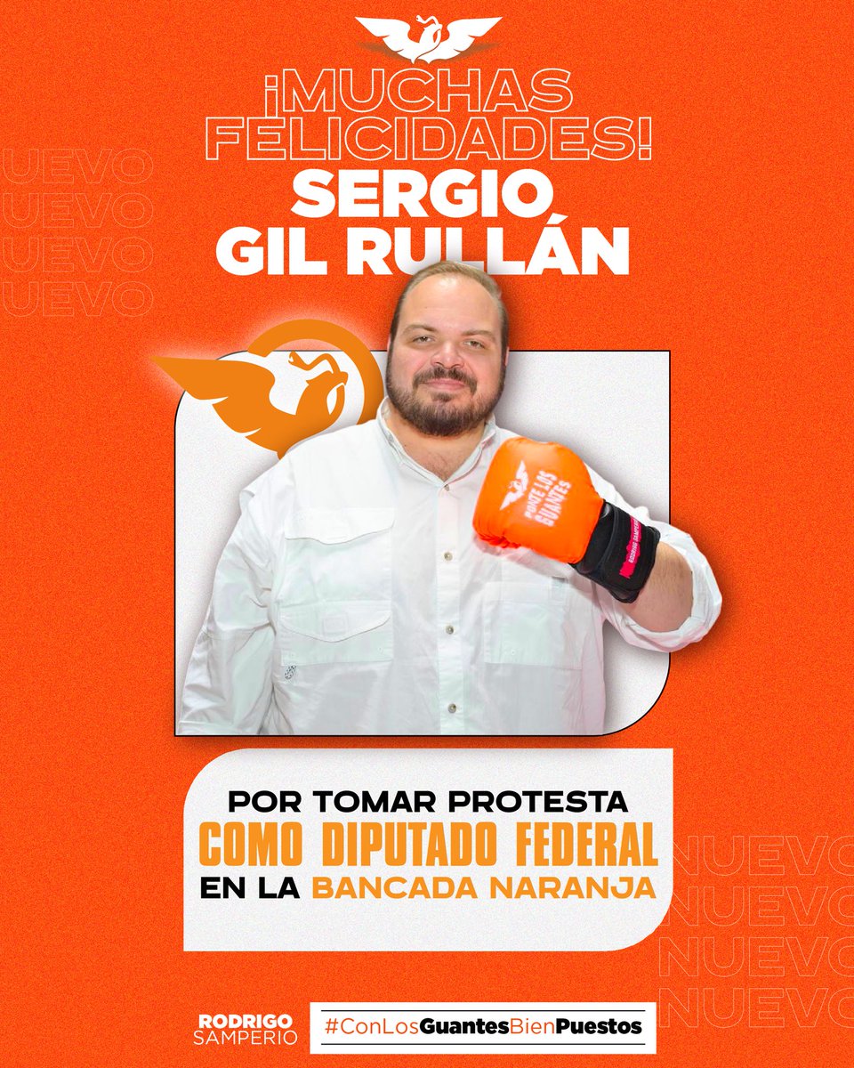 RodrigoSamC's tweet image. Quiero reconocer y felicitar a mi carnal, @SergioGilRu, por su toma de protesta como Diputado Federal para la LXVI Legislatura. 

Estoy seguro que desde la @BancadaNaranjaD en San Lázaro, defenderás con los guantes bien puestos las causas y el futuro de las y los veracruzanos. 🥊