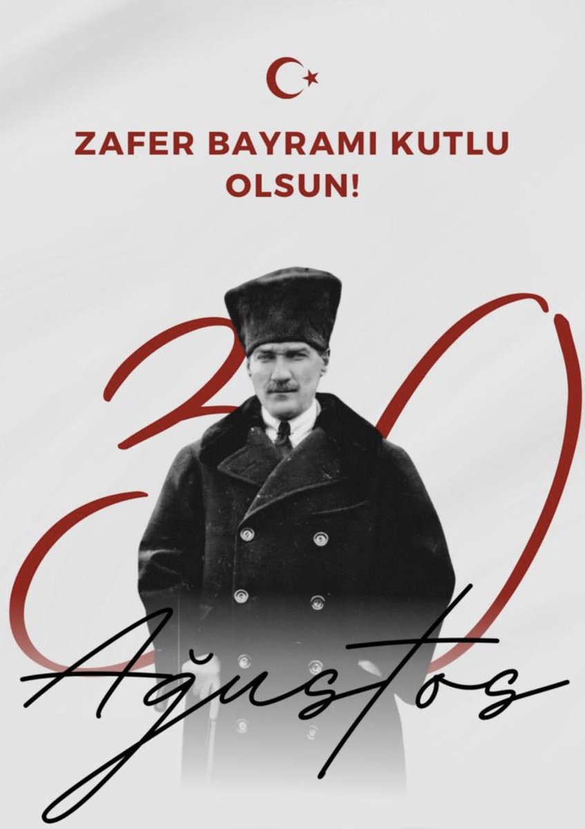 Büyük Zaferin 102. yıl dönümünde, 30 Ağustos Zafer Bayramımızı coşkuyla kutluyor, Gazi Mustafa Kemal Atatürk ve silah arkadaşları başta olmak üzere, tüm şehitlerimizi saygı, rahmet ve minnetle anıyorum.🇹🇷 #30AğustosZaferBayramı
