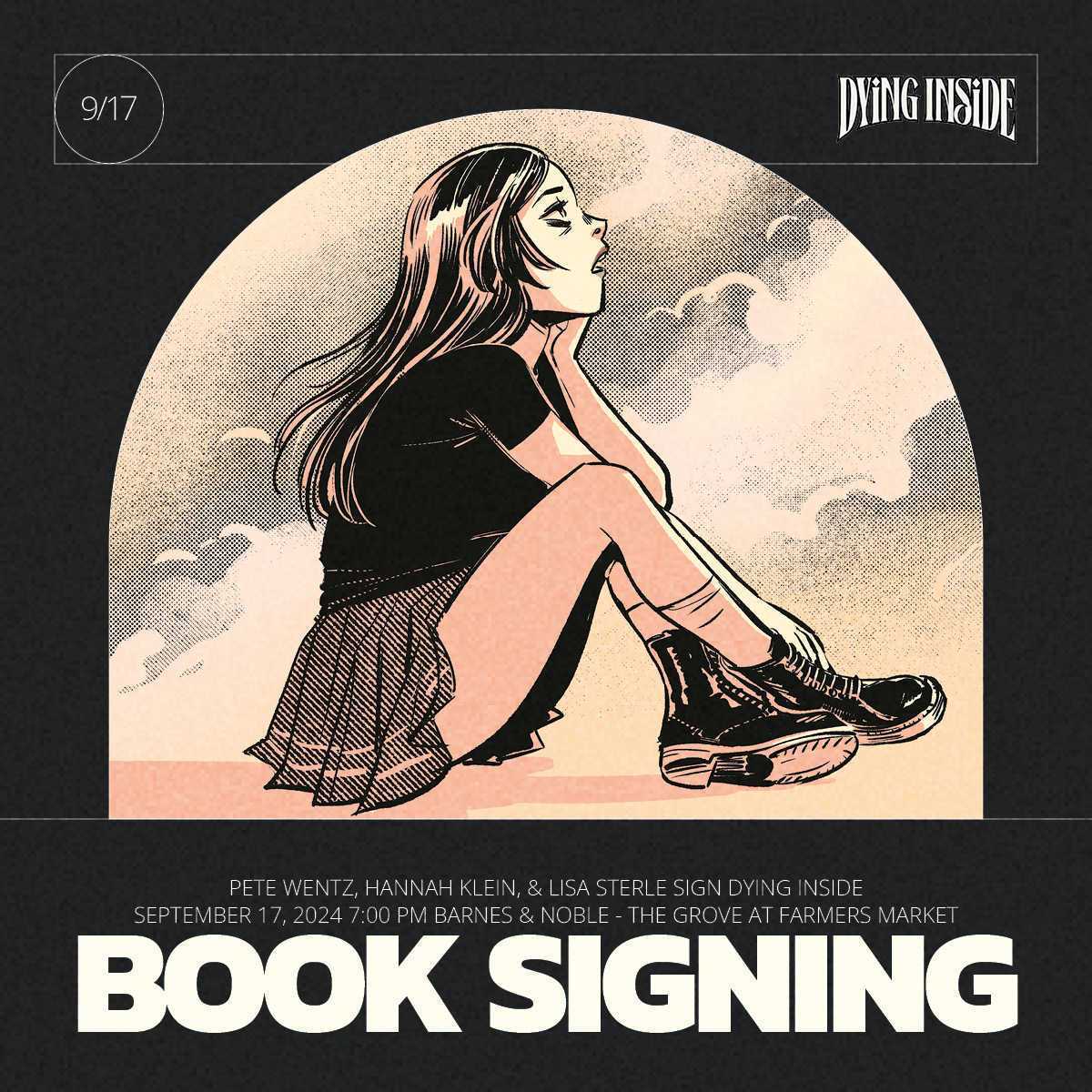 Vault Comics (@thevaultcomics) on Twitter photo Join Barnes & Noble - The Grove in Los Angeles on September 17, 2024, as they welcome <a href="/petewentz/">pw</a> , <a href="/HannahHKlein/">Hannah Klein</a> , and <a href="/lisa_sterle/">Lisa Sterle</a> to sign and take photos for the release of DYING INSIDE.
Tickets include one copy of DYING INSIDE, a B&N Exclusive Edition! One exclusive DYING Join Barnes & Noble - The Grove in Los Angeles on September 17, 2024, as they welcome <a href="/petewentz/">pw</a> , <a href="/HannahHKlein/">Hannah Klein</a> , and <a href="/lisa_sterle/">Lisa Sterle</a> to sign and take photos for the release of DYING INSIDE.
Tickets include one copy of DYING INSIDE, a B&N Exclusive Edition! One exclusive DYING