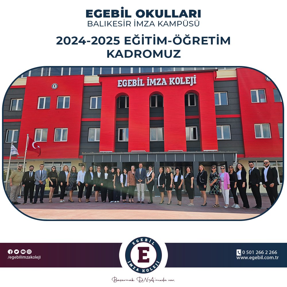 Egebilimza's tweet photo. Sayın Velilerimiz ve Sevgili Öğrencilerimiz,

Yeni eğitim-öğretim yılına büyük bir heyecan ve gururla yaklaşırken, okulumuzun değerli eğitim kadrosunu sizlerle tanıştırmak istiyoruz. 

Hep birlikte başarı dolu bir yıl geçirmek dileğiyle,

Egebil Okulları
Balıkesir İmza Kampüsü https://t.co/nSQZ2xWIUs