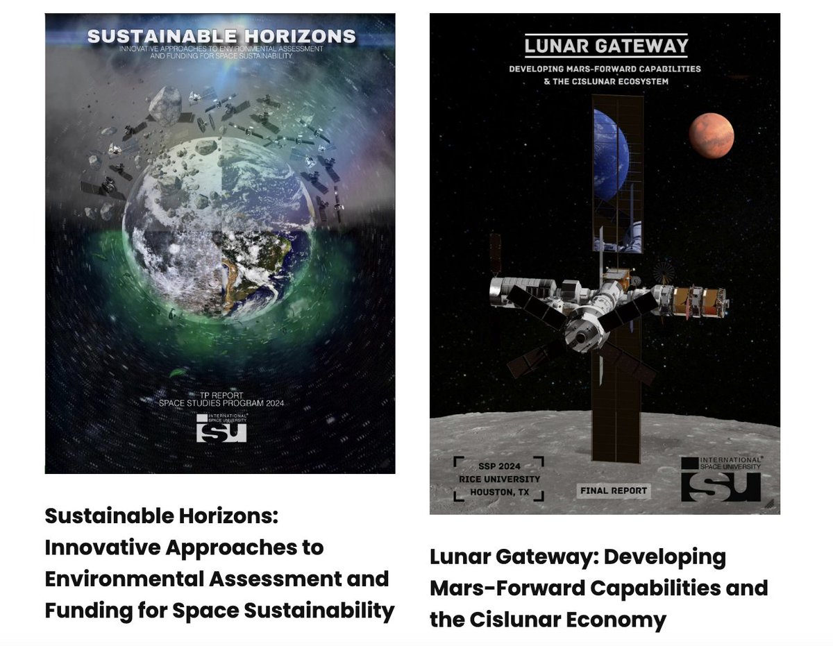 The <a href="/ISUnet/">Space University</a> Team Project Reports <a href="/EricDahlstrom1/">Eric Dahlstrom</a>  and I separately chaired this summer are now downloadable from the ISU library. 
isulibrary.isunet.edu/index.php?lvl=…

isulibrary.isunet.edu/index.php?lvl=…