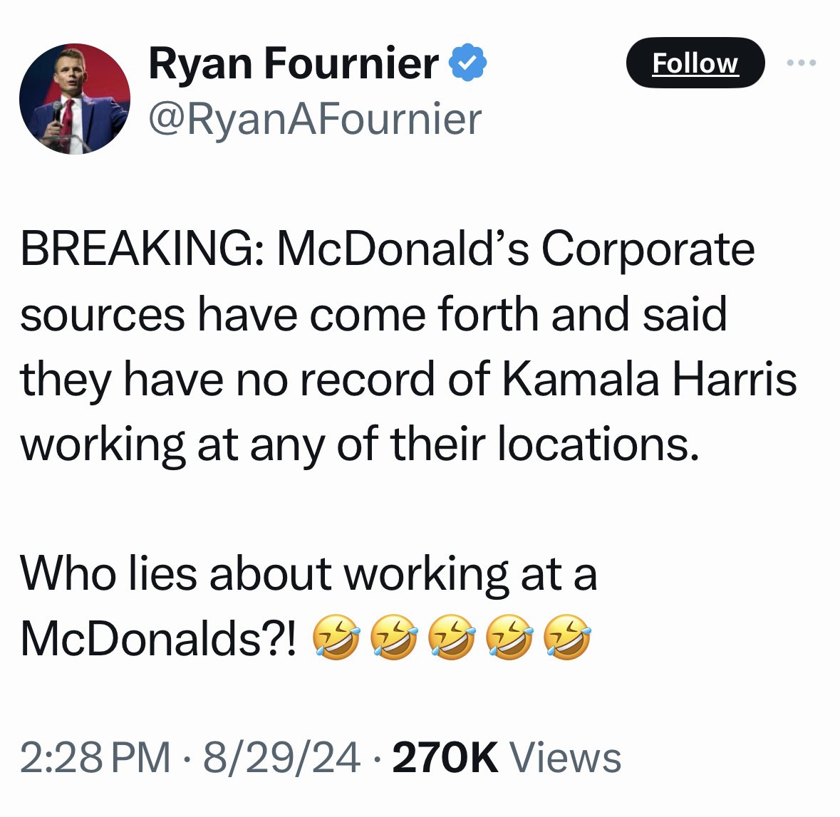 Alex Cole (@acnewsitics) on Twitter photo You dumbass <a href="/RyanAFournier/">Ryan Fournier</a> when you work at McDonald's, you work for the franchise, not the corporation. Are all Republicans this dumb? You dumbass <a href="/RyanAFournier/">Ryan Fournier</a> when you work at McDonald's, you work for the franchise, not the corporation. Are all Republicans this dumb?