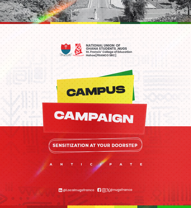 Join us this semester we sensitize our dear communities about our matter union, National Union of Ghana Students, NUGS <a href="/NUGS_National/">NUGS NATIONAL SECRETARIAT</a> .
#campuscampaign
#educationalrights
#EducationMatters 
#alutacontinua