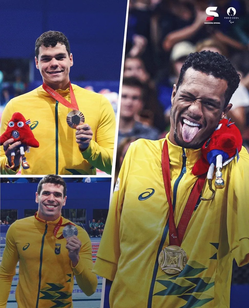 Brasil já iniciou dando nome e sobrenome nos Jogos Paralímpicos de Paris! Ganhamos medalhas de ouro, prata e bronze! 🥇🥈🥉

Parabéns aos gigantes: Gabrielzinho Araújo, Phelipe Rodrigues e Gabriel Bandeira! ✊🏾🖤

#Paralympics #Paralympics2024