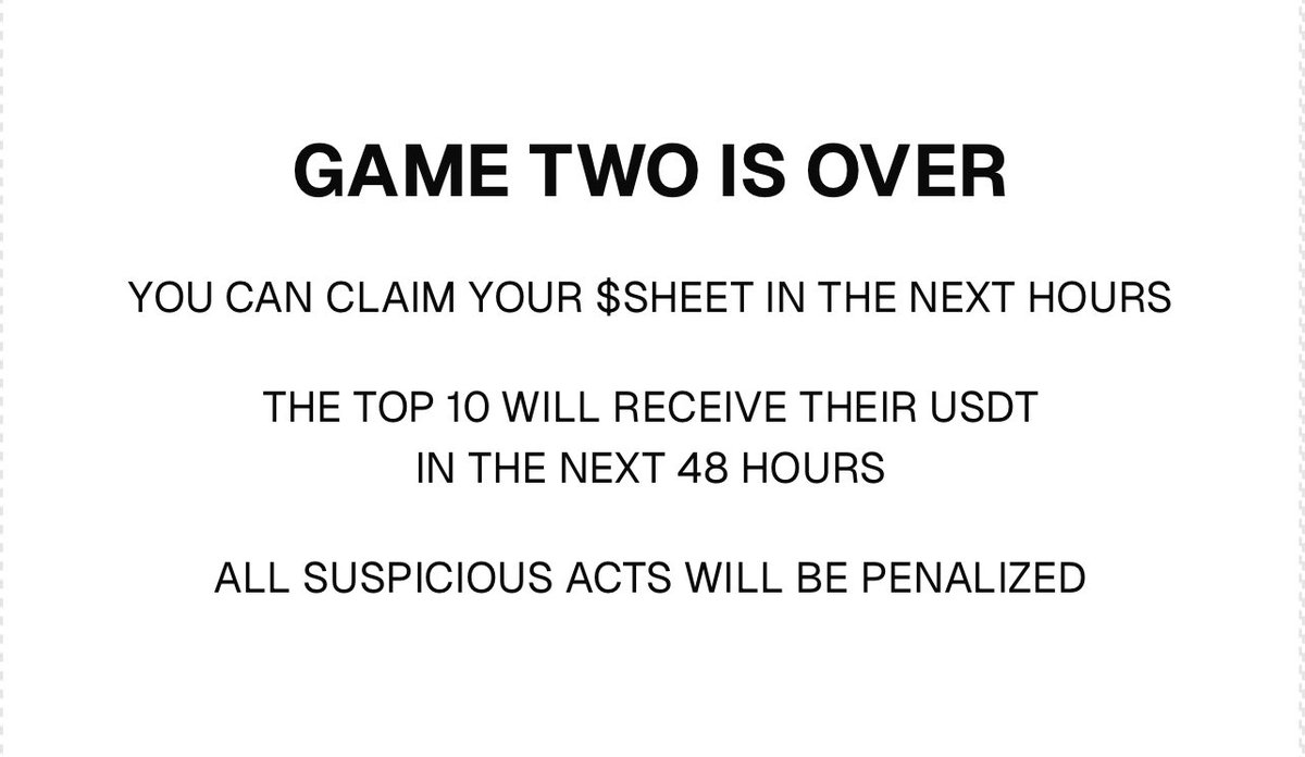 tonsheet's tweet image. #ONEMILLIONSHEETS 
Congratulations to the 3 winners 
OF THE GAME TWO.
@ton_blockchain 

UQAKh8jzVc7b39a3e1YmICQifTN_FkJynDGtROLRzria0nsJ🥇

EQBYhXnh66y1-R4xUzmV30nVebz6cySlD3WchJaz4hg8xx-z🥈

UQC09QGpd2eL1McL_1yjNhouCLBtI1N0bJIWk1_XQ-nB6Go4🥉

GAME $SHEET REWARDS AND REFERRAL…