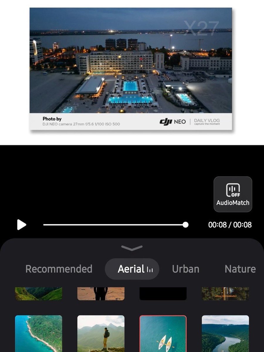 JasperEllens's tweet photo. One of my friends on X was scrolling thru the #Lightcut app and showed me this #DJINEO picture between the templates. From another friend I hear he is #very pleased with the camera quality on his Neo and I see reason to believe him. https://t.co/T2aF3FYmPU