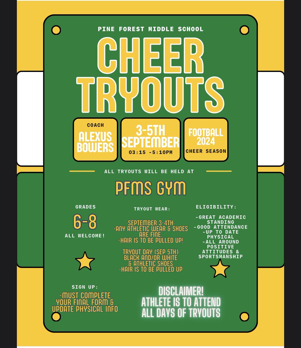 Get ready for the Cheer Tryouts! 🤩🤩