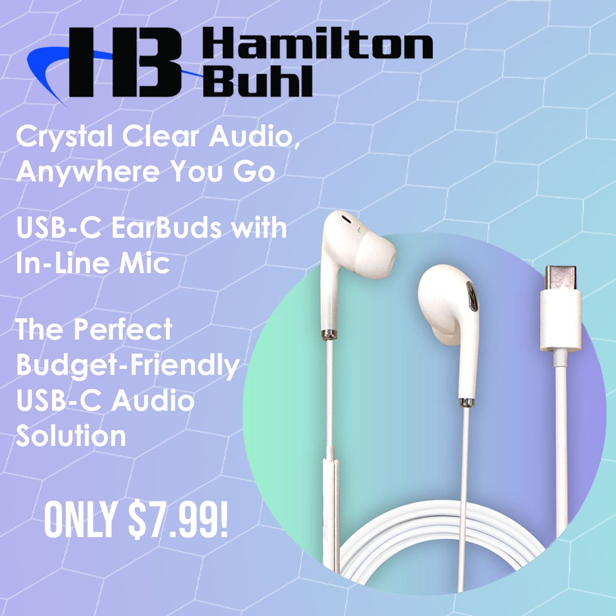 EncoreDataProd's tweet image. Unleash Pure Sound: Immerse yourself in rich, clear audio with the HamiltonBuhl® USB-C Earbuds. Whether you're jamming to your favorite tunes, conquering online courses, or mastering calls, these earbuds deliver crisp sound that keeps you connected.
#usbc #earbuds #edtech