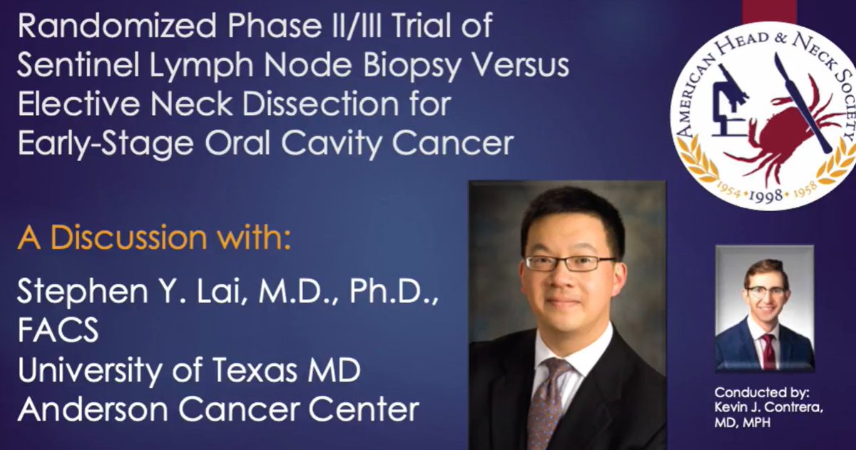 Dr. Kevin Contrera interviews Dr. Stephen Lai on NRG Oncology Trial HN006: Randomized phase II/III trial of sentinel lymph node biopsy versus elective neck dissection for early-stage oral cavity cancer. Update on its importance to our field.
Watch Today: ow.ly/E64Q50TagGu