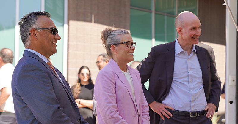 MCCCDChancellor's tweet photo. Thank you @GovernorHobbs and Deputy Secretary of @ENERGY David M. Turk for joining us at @gatewayaz to highlight clean energy initiatives and tour the college's HVAC labs. @mcccd is developing the next generation of skilled workers to support Arizona's growing infrastructure.