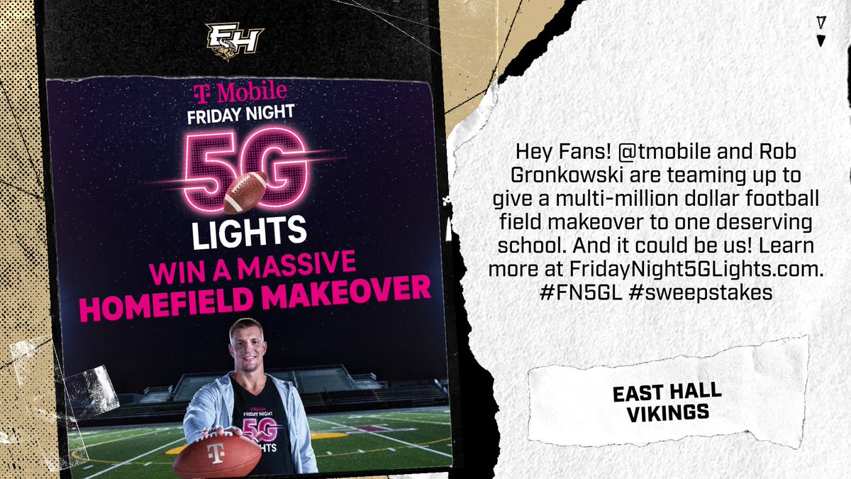 Hey Fans! <a href="/tmobile/">T-Mobile</a> and Rob Gronkowski are teaming up to give a multi-million dollar football field makeover to one deserving school. And it could be us! Learn more at FridayNigh5GLights.com. #FN5GL #sweepstakes