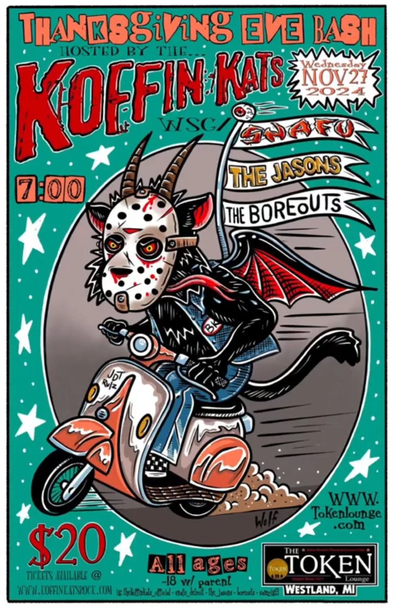 If your Thanksgiving holiday travel plans are going to lead you to the Detroit area, you should consider checking out this show, on Wednesday Nov. 27th, at The Token Lounge, in Westland, MI. #TheBoreouts will be there to help kick things off!
✌️😎🎸