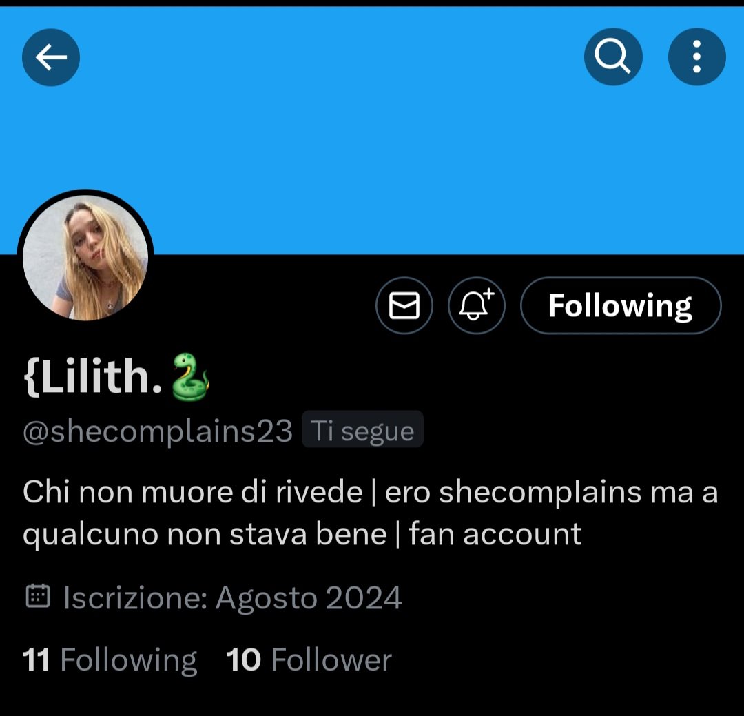 Nuovo account di <a href="/shecomplains23/">{Lilith.🐍</a> 🖤 purtroppo l'altro è stato bloccato non si sa perché o per colpa di chi (ricordate il karma gira 👀) 
Seguitela ❤️❤️👇👇👇 (per favore 🙏🫶)
