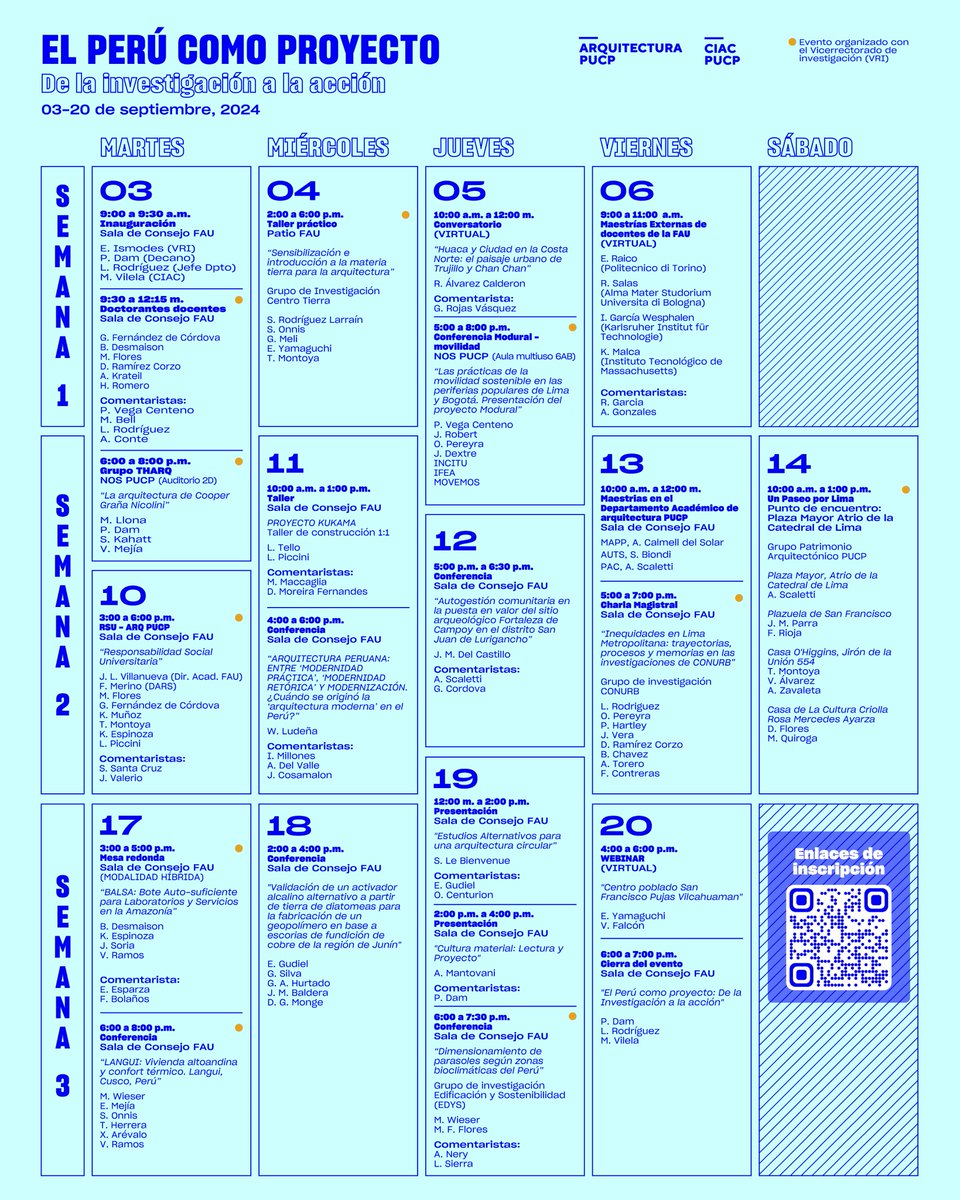El Centro de Investigación de la Arquitectura y la Ciudad (CIAC) de la PUCP se complace en invitar a la comunidad a participar en nuestro evento anual El Perú como Proyecto en el marco del Encuentro Anual de Investigación, Innovación y Creación 2024.