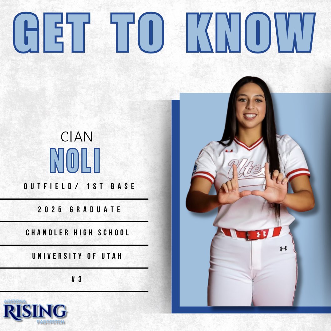 Last but certainly not least…

Cian Noli is a 2025 1B/ OF from Chandler, AZ. Cian attends Chandler High School and will be continuing her academic and athletic career at the University of Utah.

OFFICIAL ROSTER COMING SOON... 💙🤍

#Family #BuiltDifferent #NotEveryonesAWinner