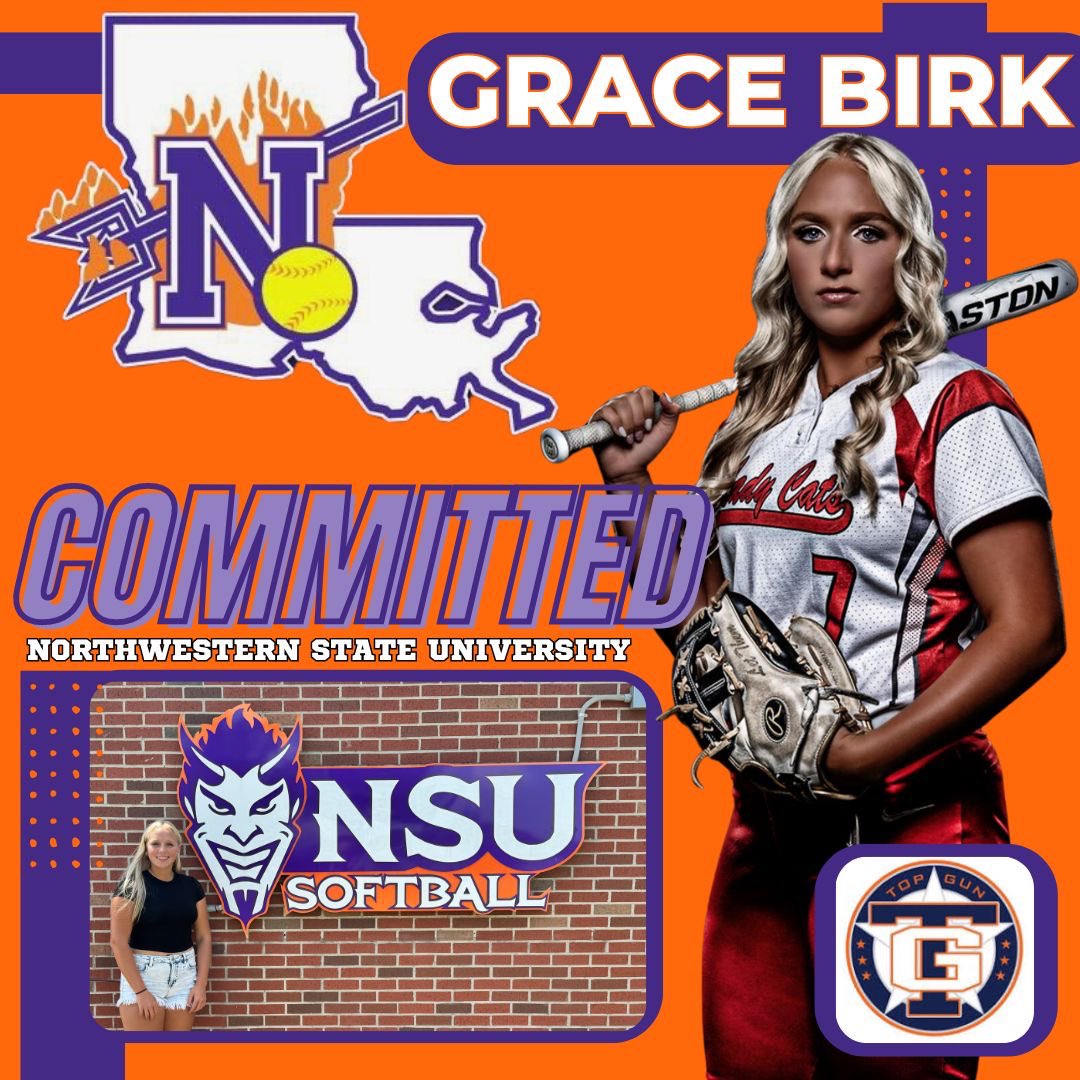 Gracie Birk (@gracebirk7) on Twitter photo I am so excited to announce that I have been given the opportunity to play D1 softball at Northwestern State University! I can’t wait to continue my academic and athletic career at NSU! Go Demons! ForkEm!🤘🏼😈<a href="/CoachJenFuller/">Jenny Fuller</a> <a href="/CoachBradF/">Brad Fuller</a> <a href="/NSUDemonsSB/">NSU Demons Softball</a> <a href="/KansasRogers/">Top Gun 07 KS</a> <a href="/topgunfastpitch/">Top Gun Fastpitch</a> I am so excited to announce that I have been given the opportunity to play D1 softball at Northwestern State University! I can’t wait to continue my academic and athletic career at NSU! Go Demons! ForkEm!🤘🏼😈<a href="/CoachJenFuller/">Jenny Fuller</a> <a href="/CoachBradF/">Brad Fuller</a> <a href="/NSUDemonsSB/">NSU Demons Softball</a> <a href="/KansasRogers/">Top Gun 07 KS</a> <a href="/topgunfastpitch/">Top Gun Fastpitch</a>