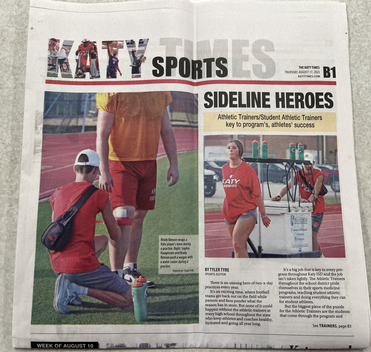 Edward Smith PT, DPT, SCS, ATC (@eddieptatc) on Twitter photo Redone with Link: With JV High School Football games kicking off across Texas tonight, here’s a throwback from last fall to when <a href="/TylerTyre/">Tyler Tyre</a> did a story on the fantastic & hard working volunteer students that were and are the backbone of <a href="/KatySportsMed/">Katy Sports Medicine</a>.
katytimes.com/stories/katy-i… Redone with Link: With JV High School Football games kicking off across Texas tonight, here’s a throwback from last fall to when <a href="/TylerTyre/">Tyler Tyre</a> did a story on the fantastic & hard working volunteer students that were and are the backbone of <a href="/KatySportsMed/">Katy Sports Medicine</a>.
katytimes.com/stories/katy-i…