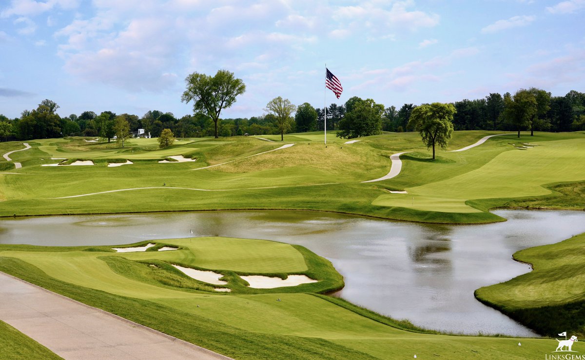 LinksGems's tweet photo. Best part about the Tour Championship this week for us golf architecture nerds is seeing Andrew Green getting some long deserved recognition for his work renovating East Lake.

His work at Congressional, seen here, is equally impressive. He completely transformed this historic golf course from a tired, softened, tree-choked layout to a beautiful, open, sharpened, dynamic venue capable of hosting a major or a group of 18-handicaps.