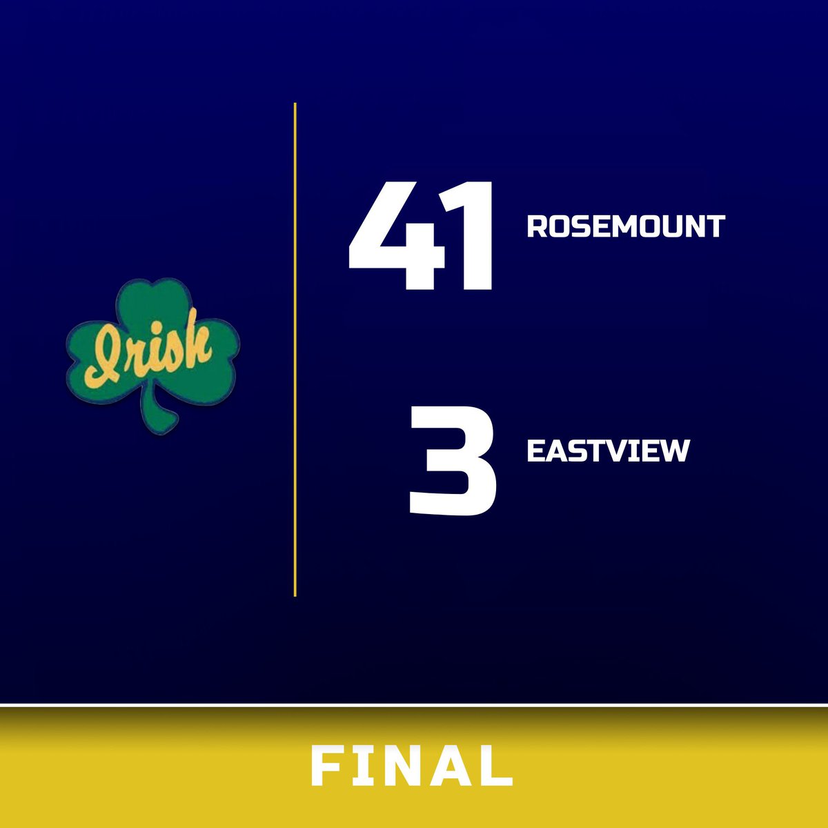 Way to go Irish! Great first game of the season. #WeAreRosemount #PowerOfOne