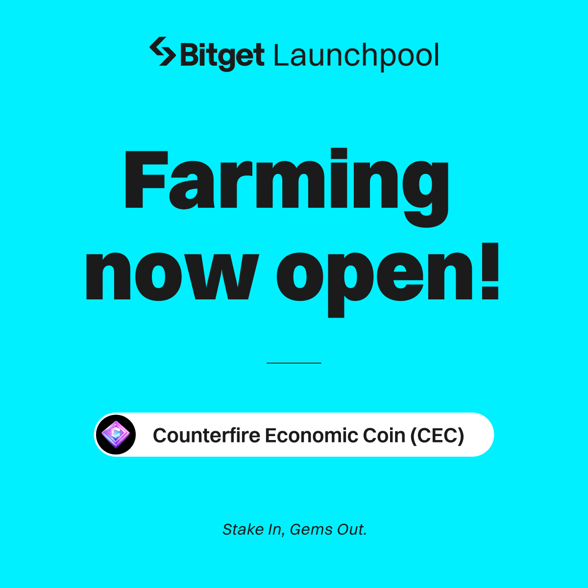 bitget's tweet image. Farming is now open for $CEC on #Bitget Launchpool. 

⛏️ Stake $BGB/ $USDT to farm 11,540,000 CEC.
🔗 Join now: bitget.com/earning/launch…

Social giveaway: $5,000 in $CEC up for grabs! 
✅ Follow @bitgetglobal @playCounterFire  
✅ RT with #BitgetLaunchpool #CEClistBitget 
✅…