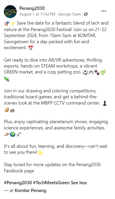 PlanetariumKL's tweet image. Repost #Penang2030
Facebook: facebook.com/penang2030
Web: penang2030.com

Stay tuned for more updates on the Penang2030 Facebook page

#Penang2030 #TechMeetsGreen