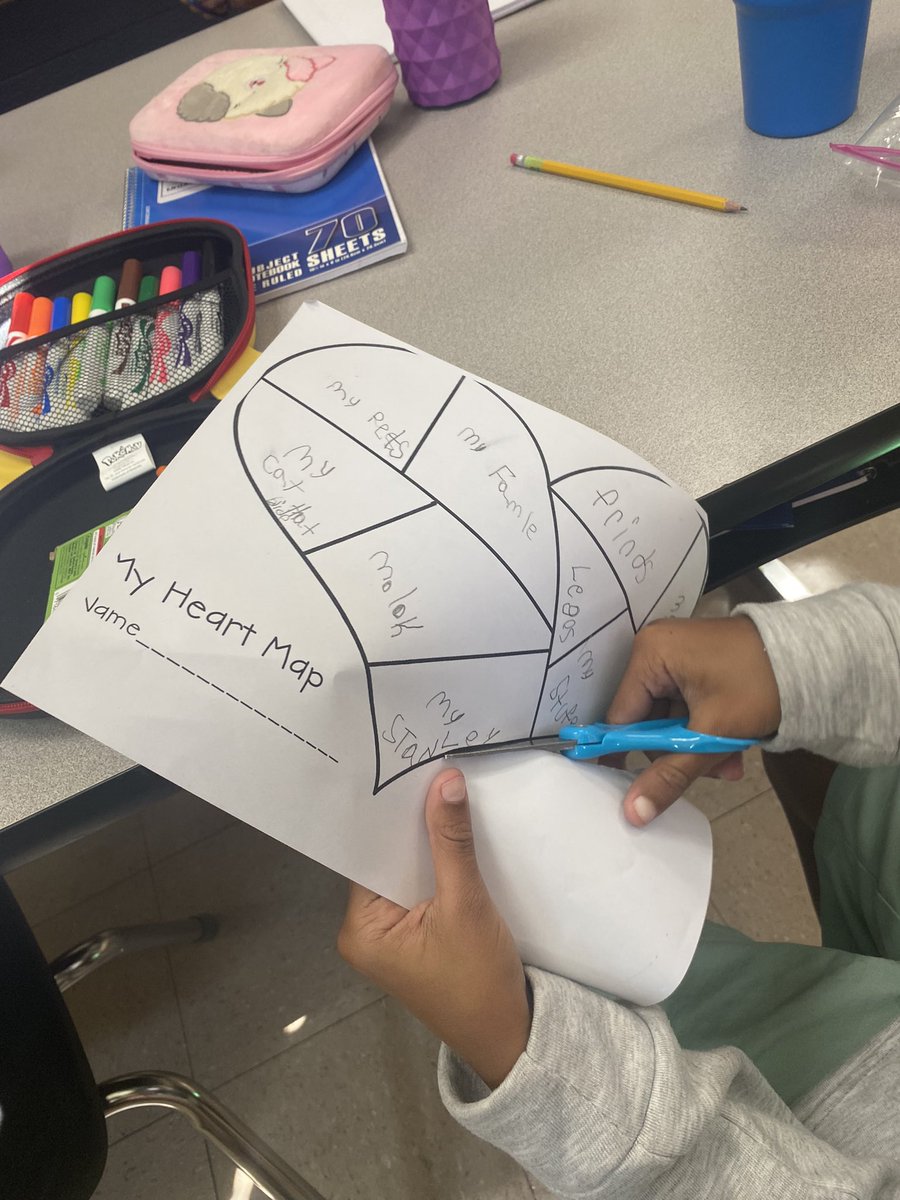 We have also started working in our writing notebooks! Our first step was to fill in our heart maps. This tool will help us pick topics to write about! <a href="/HydeElem/">Hyde Elementary</a> <a href="/HydePrincipal/">Hyde Principal</a> #MissionPossible #GoWarriors