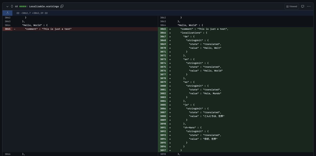 lostincode's tweet photo. Just launched fully automated localizations on String Catalog! 🎉 

Now, each time you push to a specified branch, your strings are synced, and a PR with new localized strings is opened automatically (if needed). Super proud of this feature—it’s a huge time saver and works in the background fully automated.
