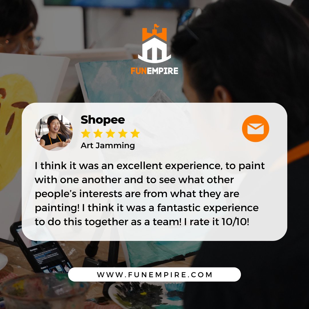 thefunempire's tweet photo. Shopee got to know their team better through their paintings! 🖼️🎨
•
•
•
#FunEmpireStories #Fun #Teambuilding #FunStartsHere #Activities #Funempire #Singapore https://t.co/14DwMvy6hU