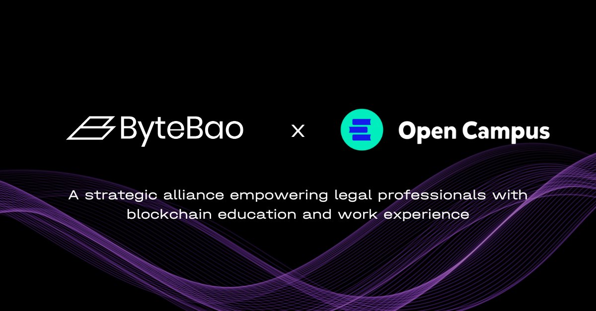 ByteBao | Learn. Lead. Build. (@bytebaoofficial) on Twitter photo 🚀 Excited to announce our partnership with <a href="/opencampus_xyz/">Open Campus</a> & <a href="/animocabrands/">Animoca Brands</a> through the OC-X Accelerator!
We’re launching the Barely Blockchain Program to educate lawyers and give them hands-on experience with emerging tech like smart contracts and tokenization. #lawyersintech 🚀 Excited to announce our partnership with <a href="/opencampus_xyz/">Open Campus</a> & <a href="/animocabrands/">Animoca Brands</a> through the OC-X Accelerator!
We’re launching the Barely Blockchain Program to educate lawyers and give them hands-on experience with emerging tech like smart contracts and tokenization. #lawyersintech