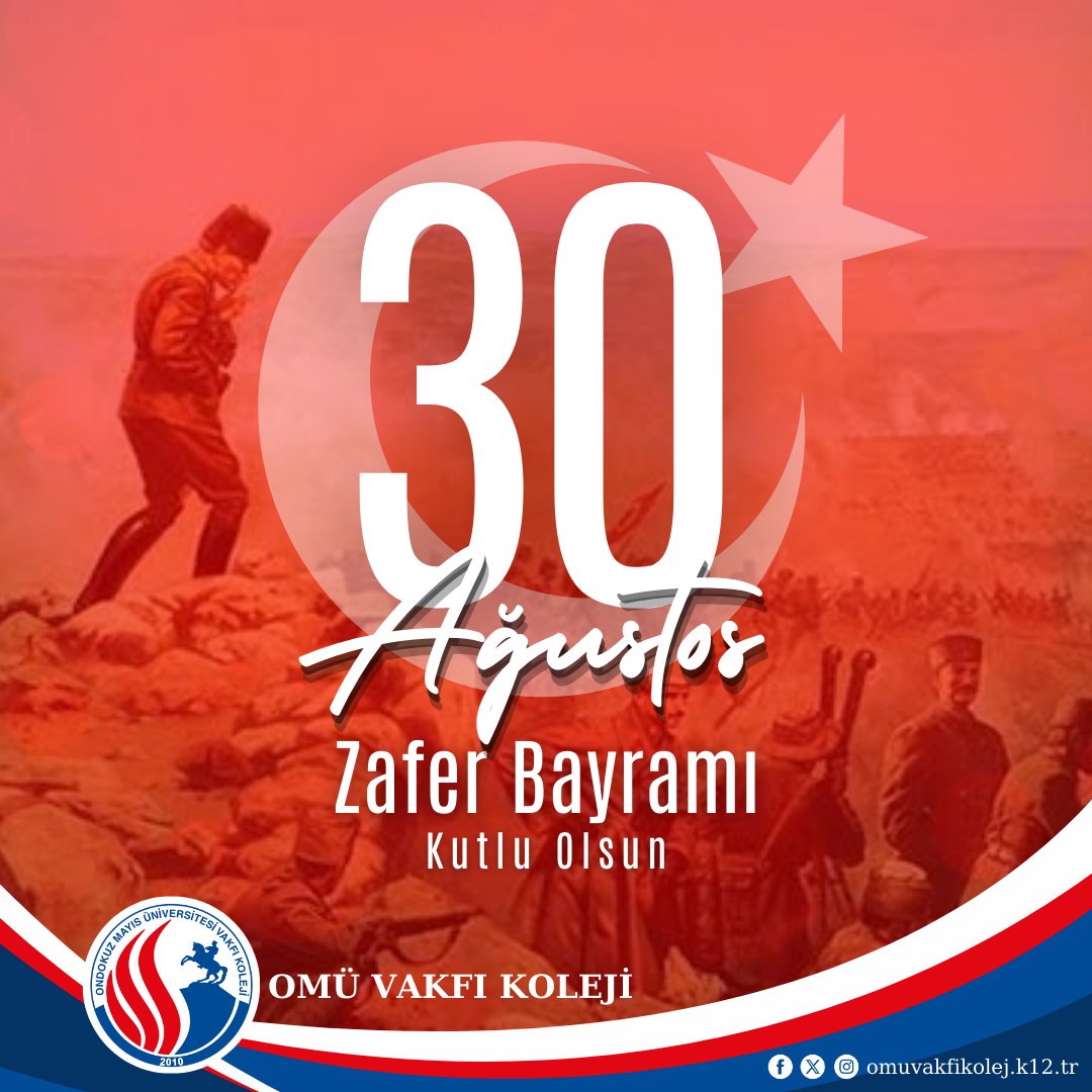 İstiklal mücadelemizi zaferle taçlandıran ve şanlı tarihimizin önemli bir dönüm noktası olan 30 Ağustos'u, Gazi Mustafa Kemal Atatürk’ün önderliğinde kazanılan Büyük Zafer’in 102’nci yıl dönümünü coşku ve gurur içinde kutlamanın onurunu yaşıyoruz.
#30Ağustos #ZaferBayramı