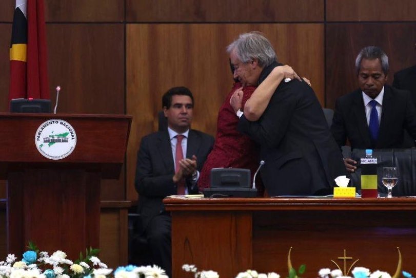 AntĂłnio Guterres (@antonioguterres) on Twitter photo Being in Timor-Leste when the country became independent has been one of the greatest privileges in my life.
Coming back for the 25th anniversary of the referendum is an opportunity to pay tribute to the courage of the Timorese people and the <a href="/UN/">United Nations</a> staff supporting their Being in Timor-Leste when the country became independent has been one of the greatest privileges in my life.
Coming back for the 25th anniversary of the referendum is an opportunity to pay tribute to the courage of the Timorese people and the <a href="/UN/">United Nations</a> staff supporting their