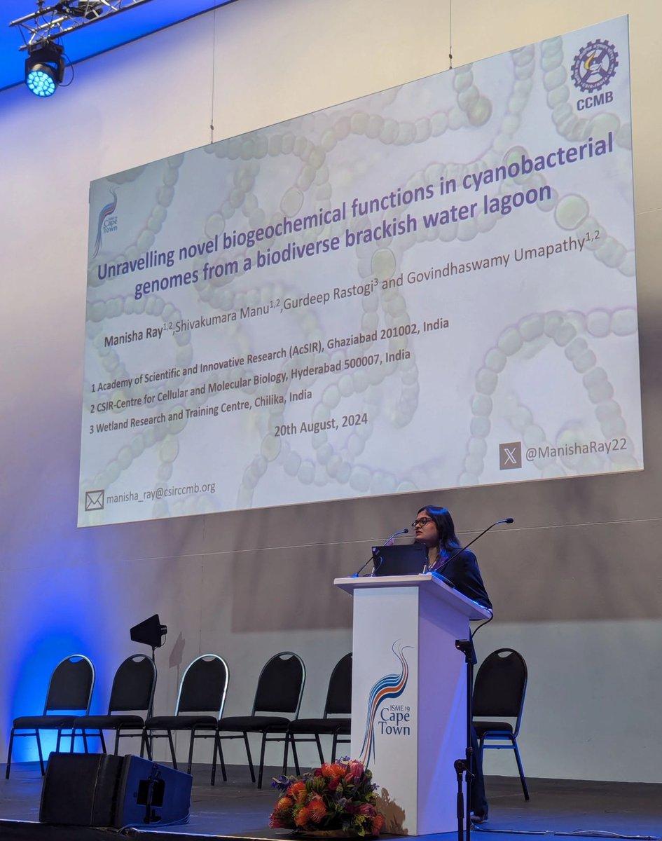 Many congratulations to <a href="/ManishaRay22/">Manisha Ray | মনীষা রায়</a> for securing the travel grant from International Symposium of Microbial  Ecology and DST-SERB to participate in the 19th edition of the  symposium at Cape Town, South Africa.
<a href="/CSIR_IND/">CSIR, India</a> <a href="/gupathy/">Dr.G.Umapathy</a>