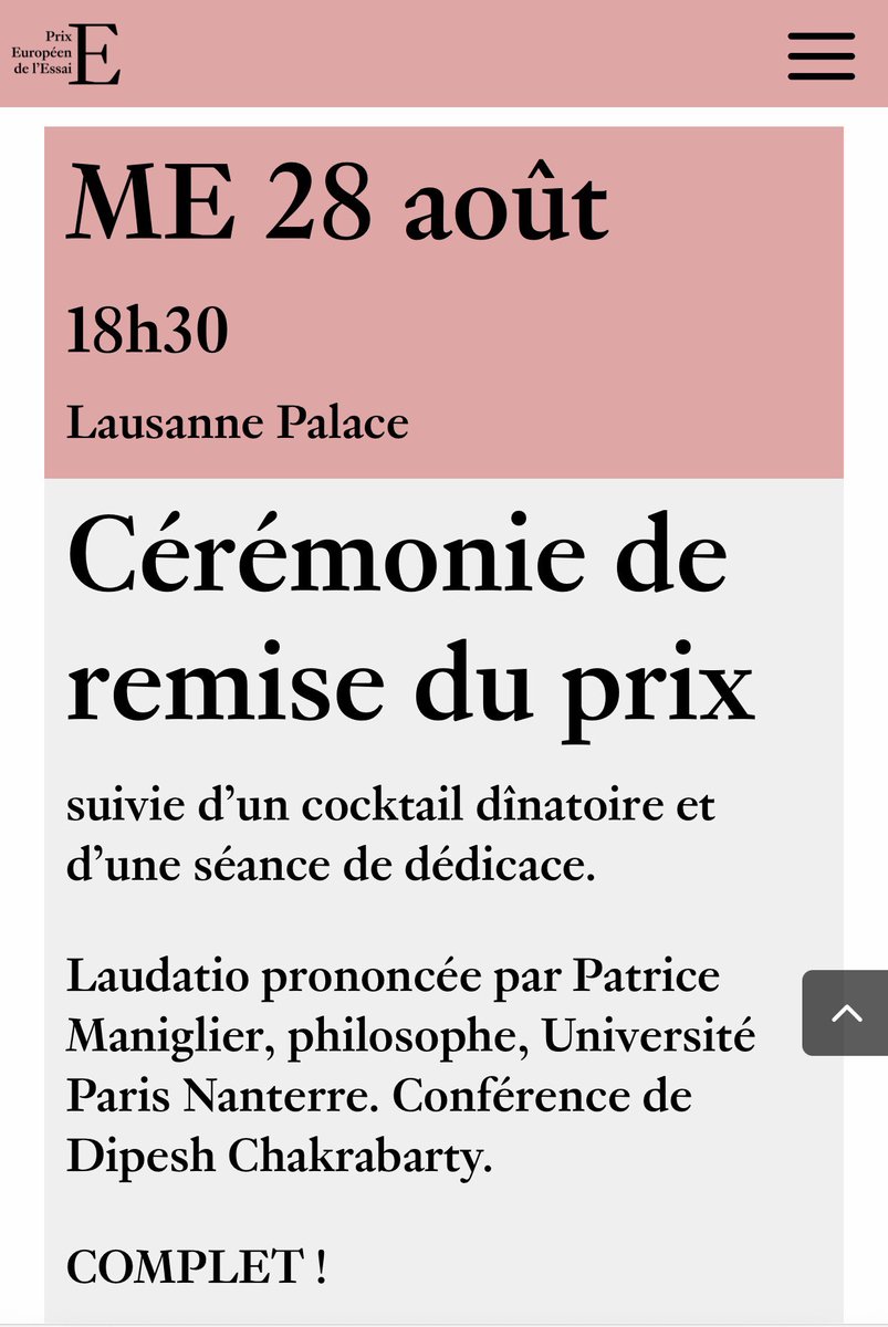 You will find here the video of the award ceremony of the award of the Prix européen de l’essai in Lausanne to Dipesh Chakrabarty and my « laudatio »: m.youtube.com/playlist?list=…