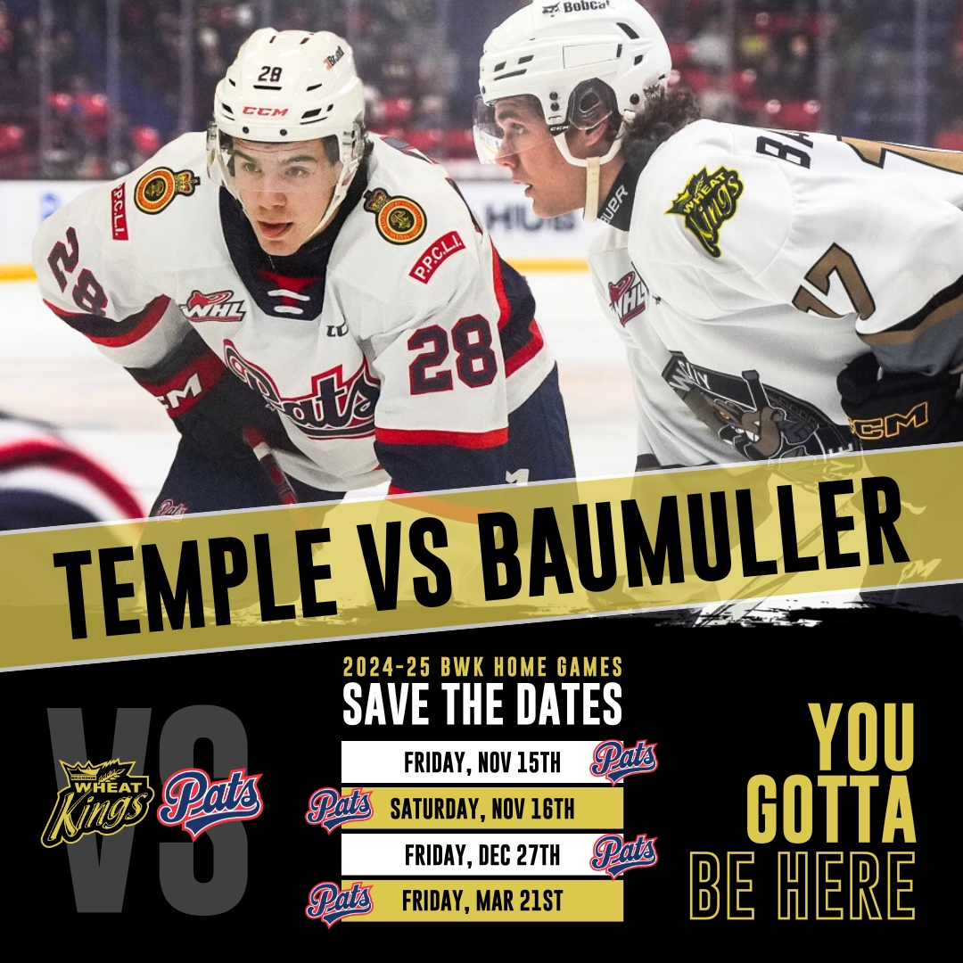 📣 You gotta be here to cheer on your Brandon Wheat Kings as they take on the Regina Pats at home this season!

👉 Friday, Nov 15th
👉 Saturday, Nov 16th
👉 Friday, Dec 27th
👉 Friday, Mar 21st

🔗 Book your seats now: loom.ly/DWErvGs