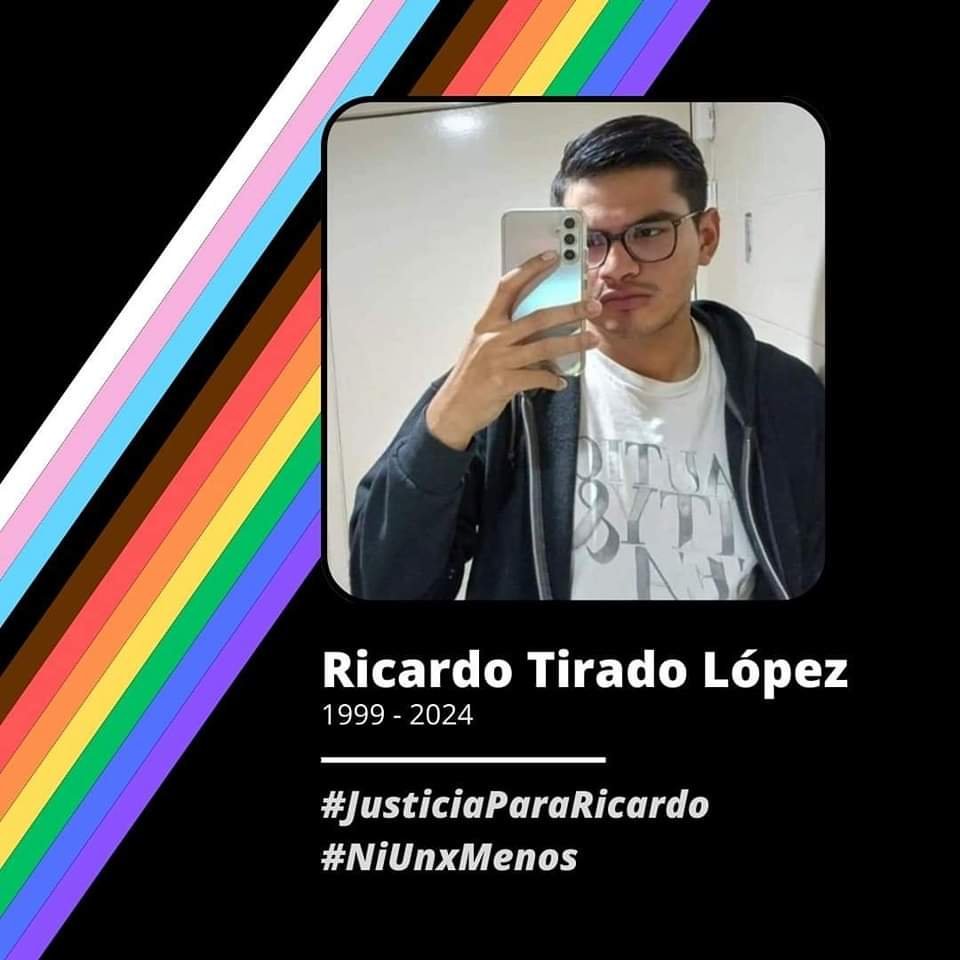Matan a golpes a Ricardo Tirado López, joven de 24 años gay en Tepic, Nayarit; activistas locales como <a href="/LaManadaTPC/">LaManadaTPC</a>  y familiares exigen justicia a las autoridades y solicitan que no se descarte la línea de un probable crimen de odio. #JusticiaParaRicardo🏳️‍🌈 🖤