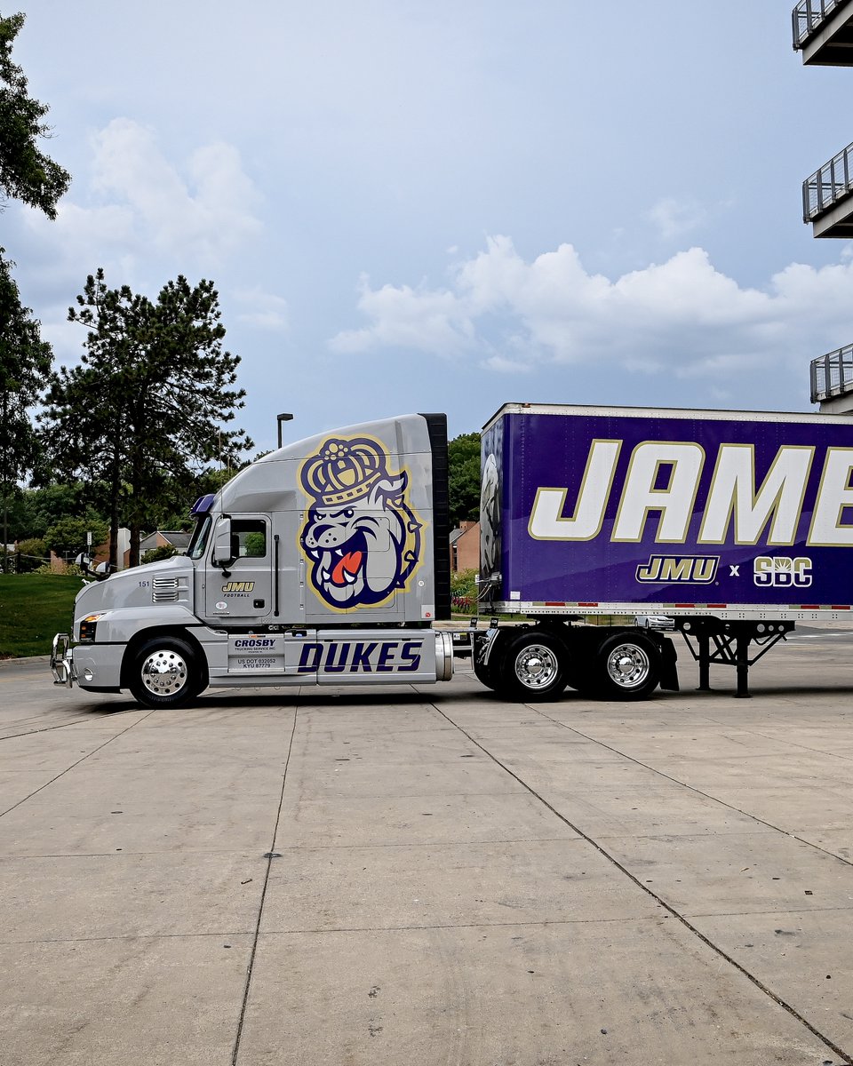 JMUFootball's tweet photo. Diesel Duke on the road again with some upgrades 😮‍💨 

Charlotte 🔜‼️

#GoDukes https://t.co/TnsNj1qimn