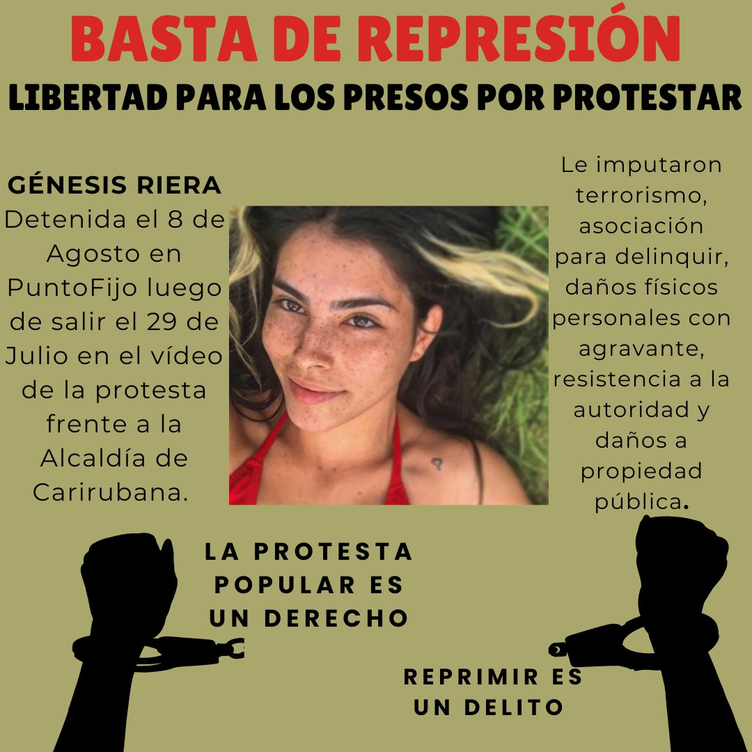 MujeresenluchaV's tweet photo. #Venezuela Las mujeres trabajadoras y de sectores populares pagan con su cuerpo las represalias de la represión  #LibertadParaLxsPresxsXProtestar ¡Basta de represión! ¡La protesta popular es un derecho, reprimir es un delito! ¡No al fraude! https://t.co/ToL7HFHydW