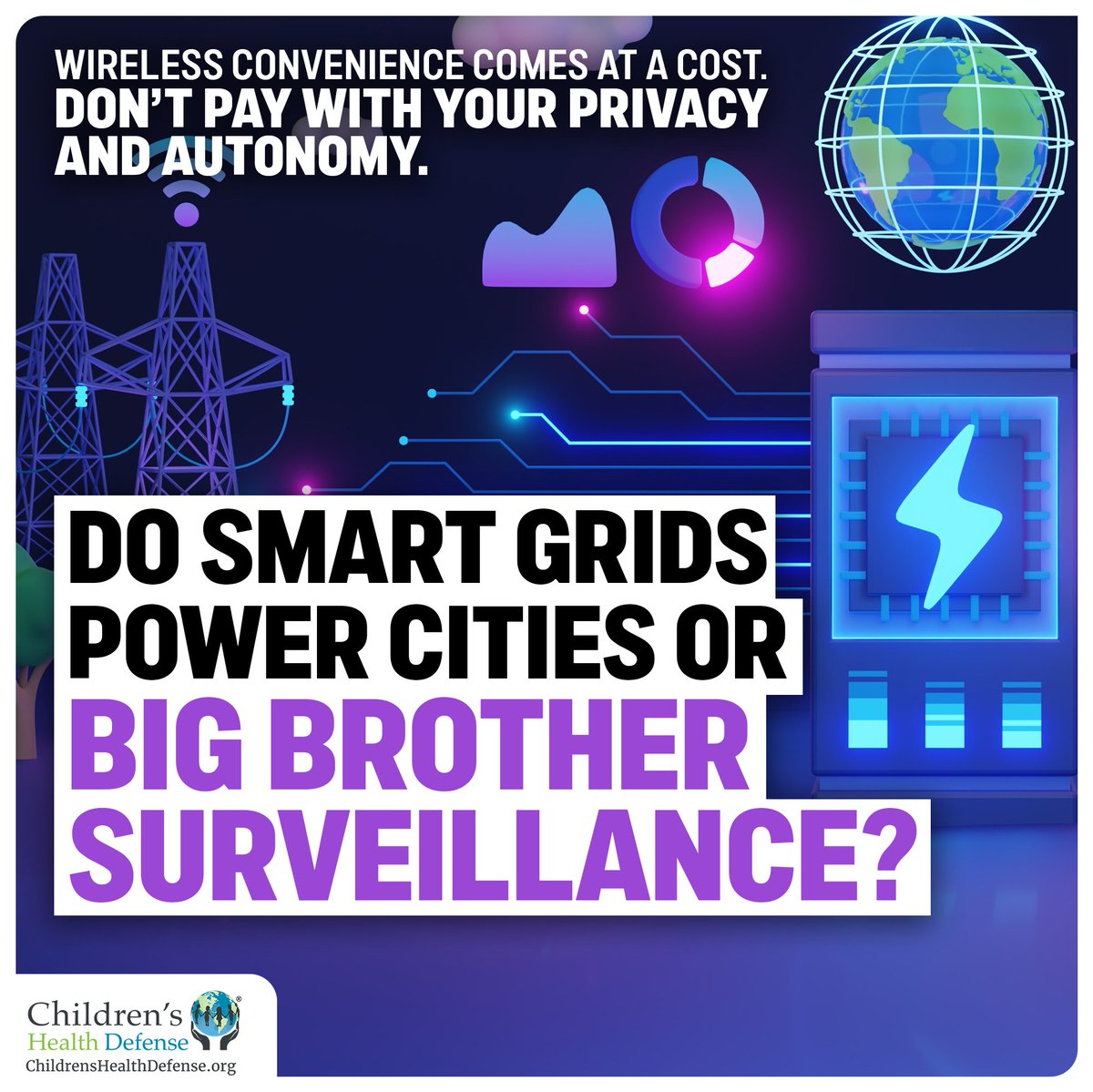 ChildrensHD's tweet photo. The smart grid is a privacy NIGHTMARE expected to become up to 1000x larger than the internet! It collects tons of data + pieces it together to reveal your every move + habit.

Is Big Brother watching every time you turn on a light switch?  

#CHDEMR ➡️ https://t.co/OCWMFqZYGb https://t.co/ltM4Zk84Bl