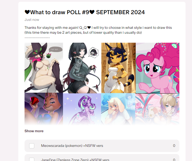 Art poll is up on my P@treon! until September 17th!
#furry #brony