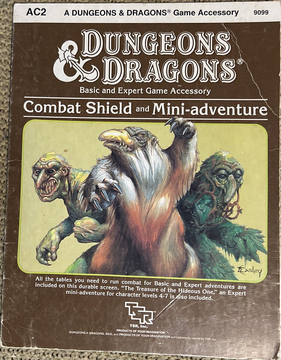 tiny_warfare's tweet image. Fresh new arrival! AC2 Combat Shield. This is the DM screen for Basic &amp;amp; Expert #BECMI. Also has the mini adventure Treasure of the Hideous One!
#DnD