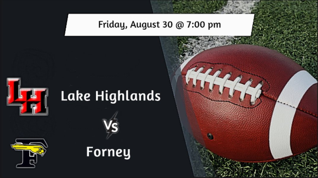 CoachesSouth_'s tweet photo. 🚨GAMEDAY🚨
🏈 Lake Highlands vs Forney
📺 https://t.co/knHr668PpS
📅 Friday, August 30
⏰ 7:00 PM

@Forney_Rabbits @FootballForney @ForneyRecruits @ForneyAthletics @FHS_Soccer04 @CoachFleen @LHWildcatClub @LHHS_FOOTBALL @kerrijones03 https://t.co/g9pPLtV6V1