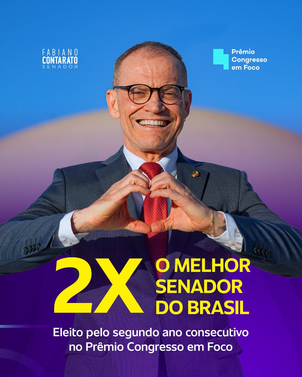 É com muita alegria e gratidão que recebo, pela segunda vez, o Prêmio Congresso em Foco de Melhor Senador do Brasil! 🌟

Agradeço de coração a cada um pelo apoio. Todos vocês fizeram esse reconhecimento ser possível ❤️