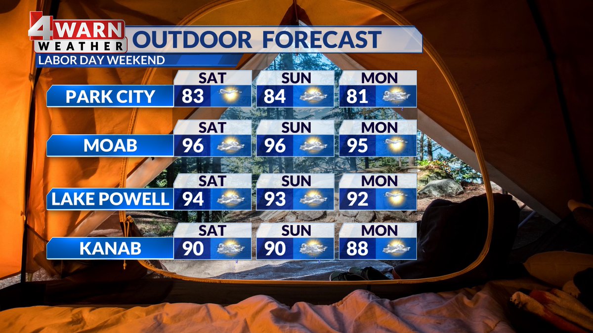 NateLarsenWX's tweet image. Planning for #LaborDayWeekend in #Utah? We could see moisture return with a chance of isolated storms in Southern Utah &amp;amp; Central Utah for the weekend-The holiday could bring an isolated storm to Northern &amp;amp; Central Utah.
Eyes to the skies!
@abc4utah #4Warn