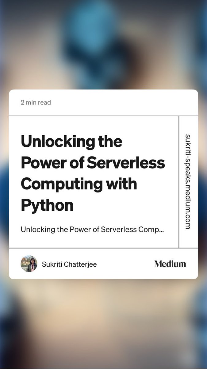 SukritiSpeak's tweet photo. βUnlocking the Power of Serverless Computing with Pythonβ
https://t.co/GGbqlPwAh6
#ServerlessComputing #PythonProgramming #CloudComputing #TechInnovation #SoftwareDevelopment #DevOps #ServerlessArchitecture #PythonCode #CloudNative #TechTrends https://t.co/4IWZNEuASH