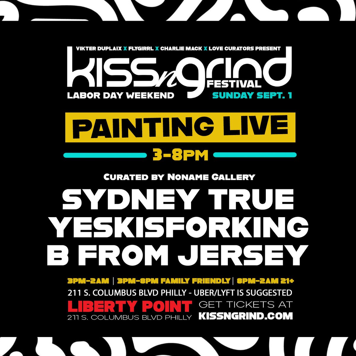 Philly! 3 days away! Meet us on the waterfront for this legendary line up! Tickets at kissngrind.com/events