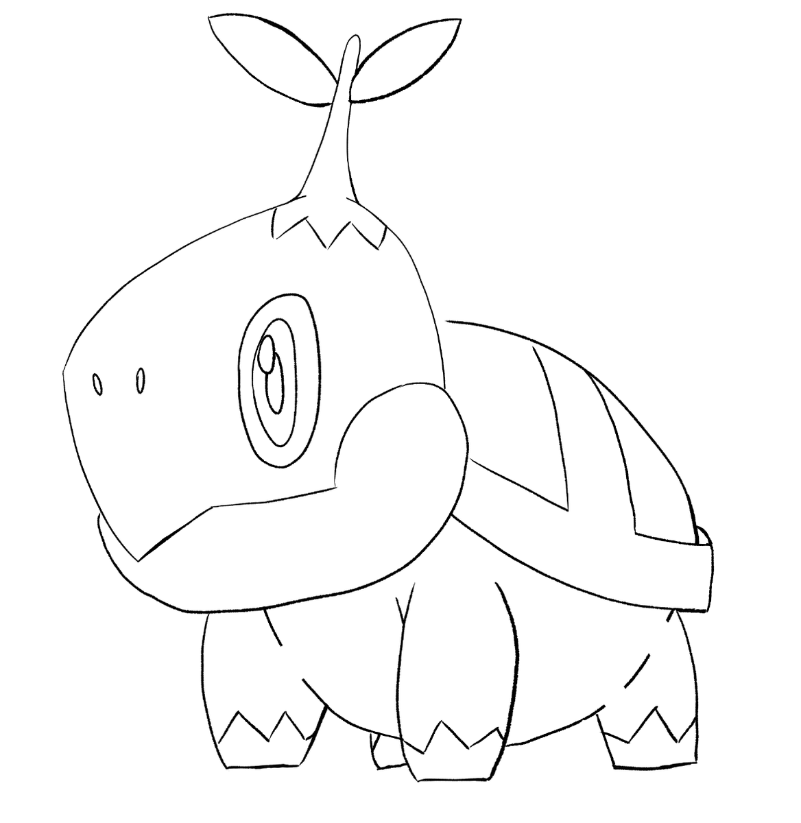 BurdyeeBurdy's tweet photo. Just did a quick one of Turtwig before my laptop battery died, so this was <1 hour. I am actually proud of myself for getting good linework down in a shorter amount of time than I do usually. I also used a 'charcoal' brush for the color to give it a little more coloring book vibe https://t.co/qrDCiYW5DA